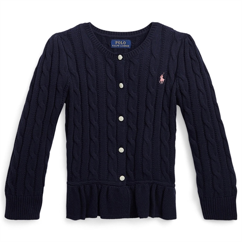 Polo Ralph Lauren Peplum Knit Cardigan Rl Navy W\/ Classic Wine