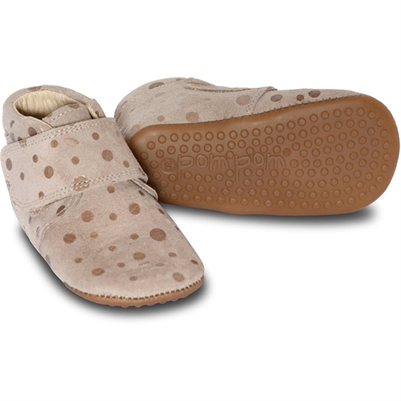 Pom Pom Indoor Shoes Velcro Sand w\/ Dots