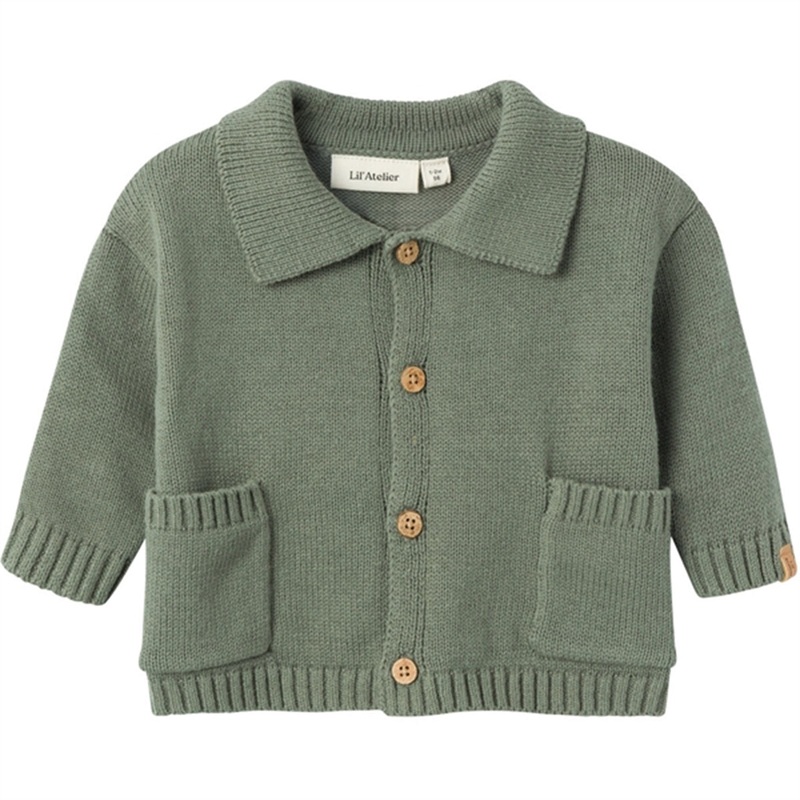 Lil’Atelier Agave Green Theo Loose Knit Cardigan
