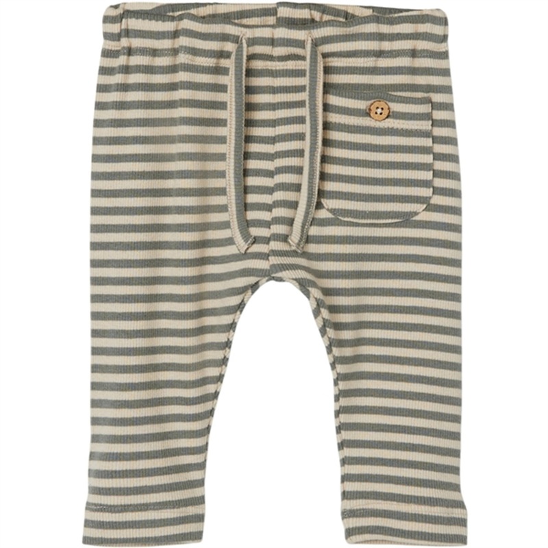 Lil’Atelier Fog Agave Green Stripes Gago Loose Pants Noos