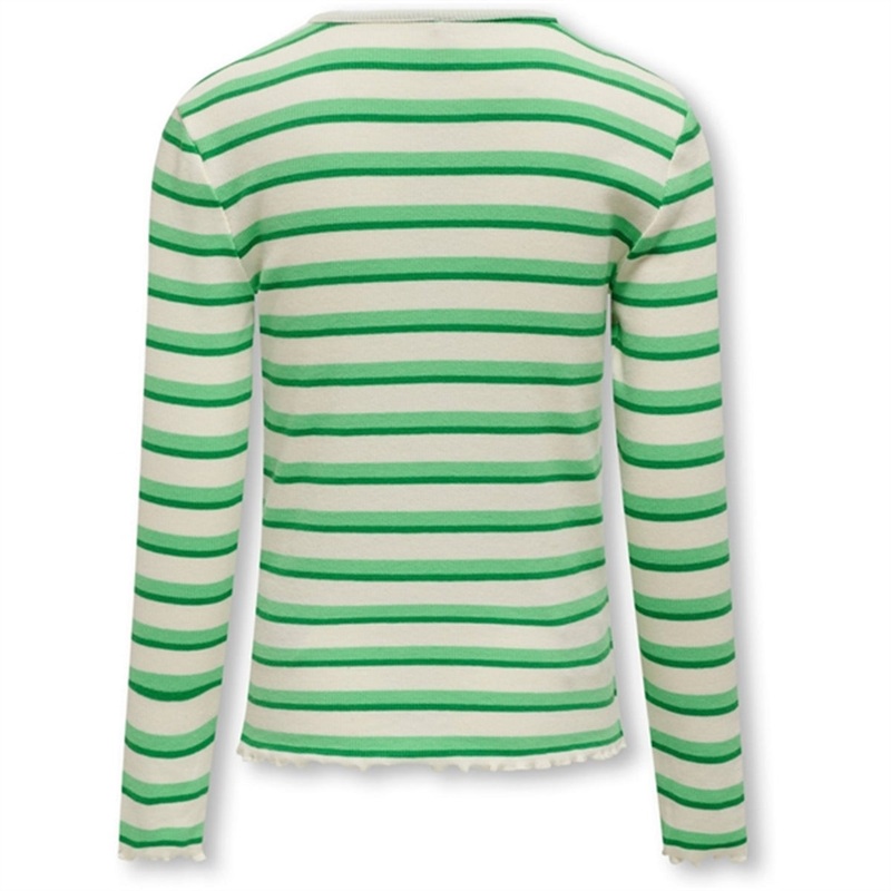 Kids ONLY Cloud Dancer Green Bee Stripes Evig Rib Blouse