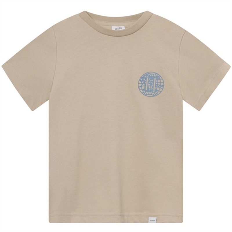 Les Deux Kids Light Desert Sand\/Washed Denim Blue Globe T-Shirt