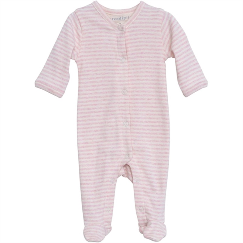 Serendipity Rosebud\/Offwhite Newborn Onesie w. Feet