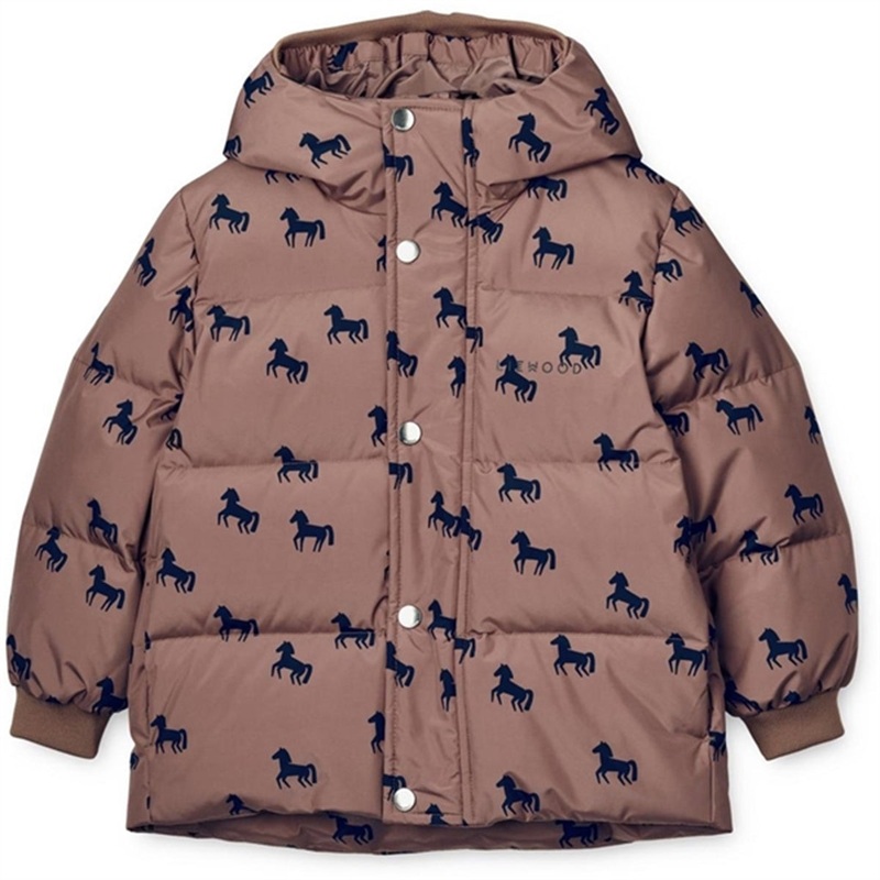 Liewood Palle Puffer Down Jacket Horses \/ Dark Rosetta