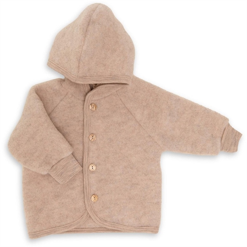 Engel Hooded Jacket With Wooden Buttons Sand Mlange