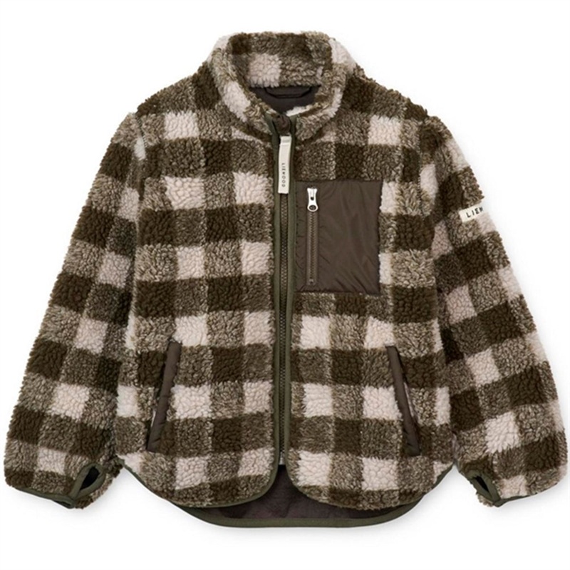Liewood Nolan Pile Jacket Check Army Brown \/ Dark Sandy