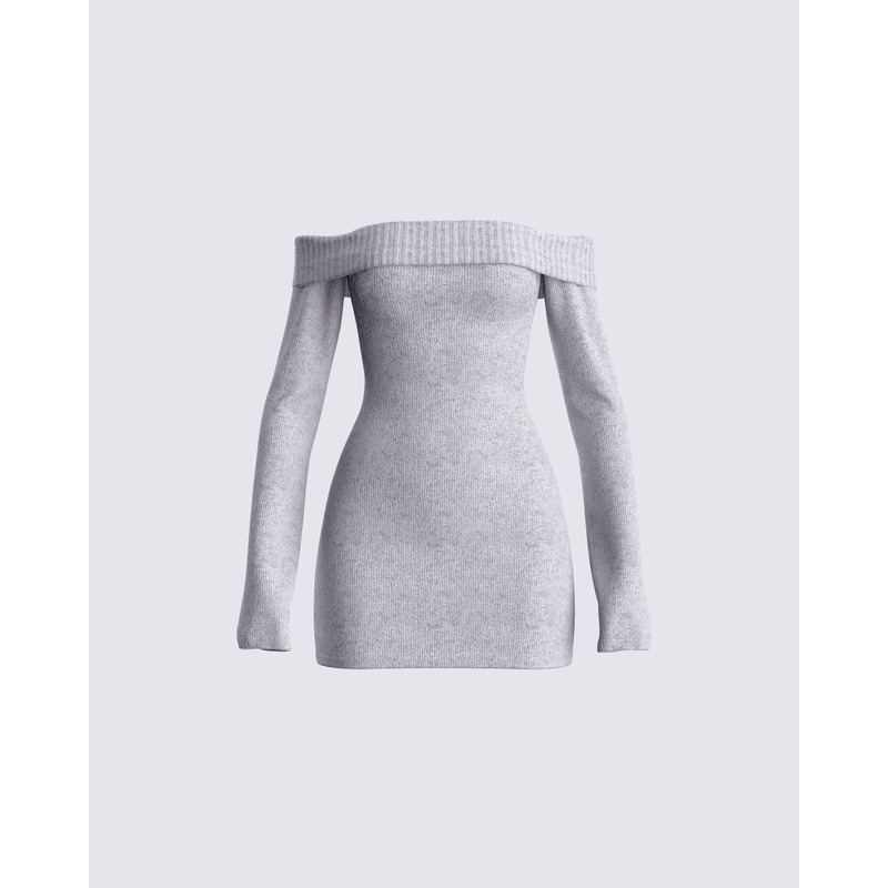 Abeni Grey Sweater Mini Dress