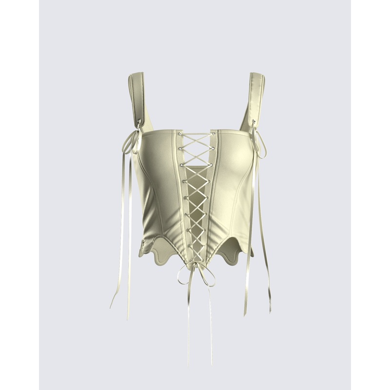 Adriana Green Lace Up Corset Top