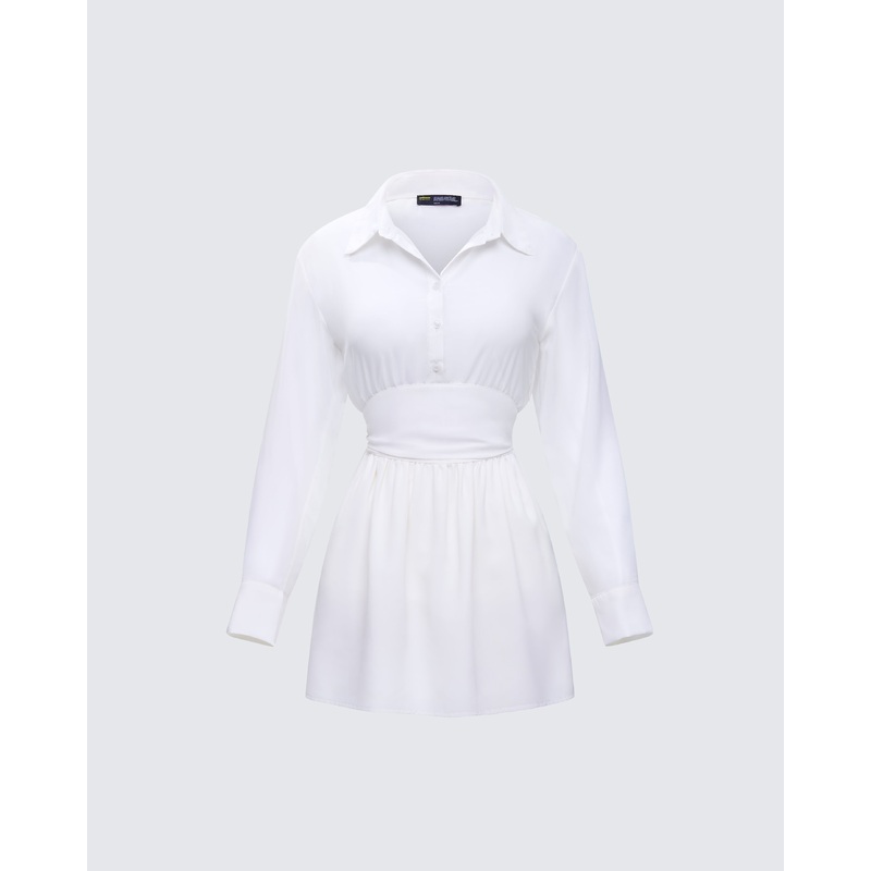 Amara Ivory Mini Shirt Dress