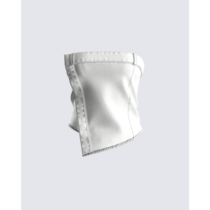 Anouk White Twill Strapless Top