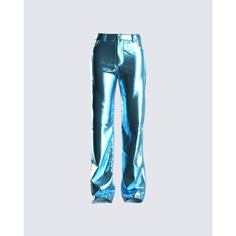 Asta Metallic Blue Trouser Pant