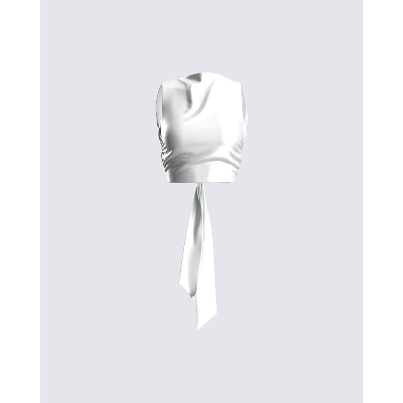 Ayanna White Satin Backless Top