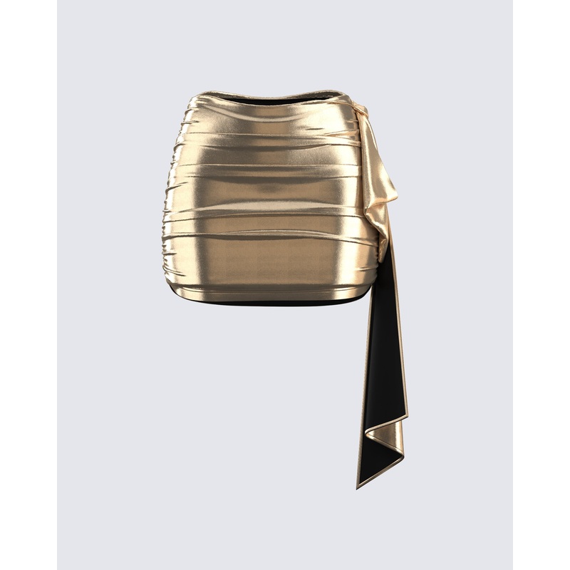 Bianca Metallic Gold Drape Skirt