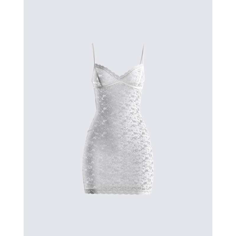 Caterina White Lace Mini Dress