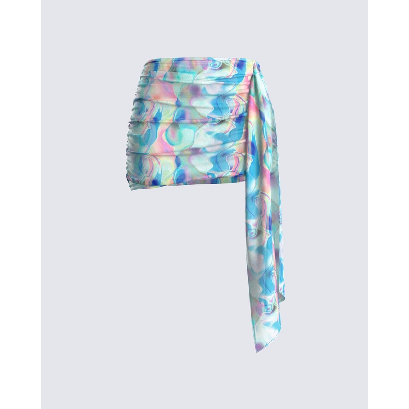Cyra Psychedelic Print Drape Skirt