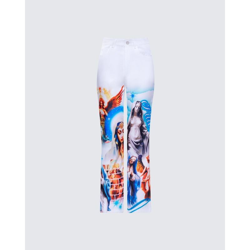 Jadyn Multi Deity Print Twill Pant