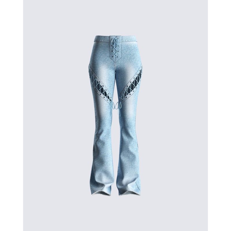 Jan Blue High Rise Laced Jeans
