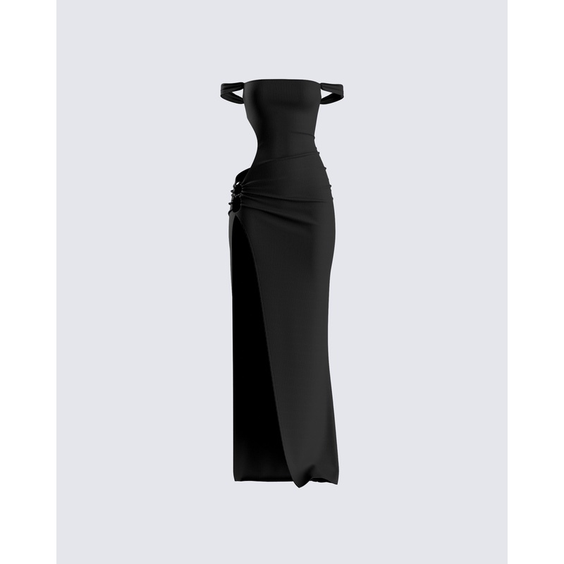 Janine Black Cut Out Maxi Dress