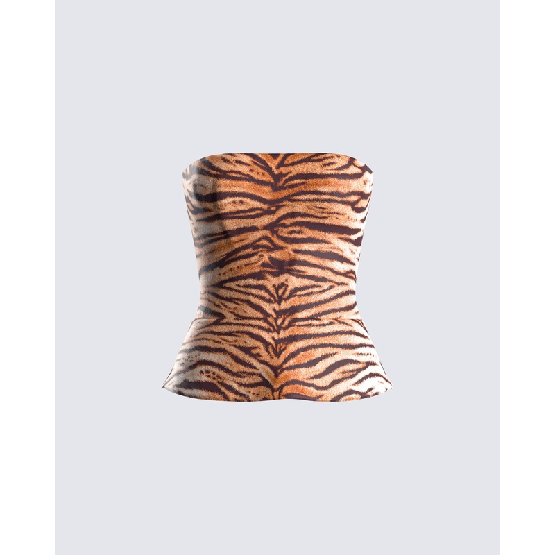 Juliana Brown Tiger Print Top