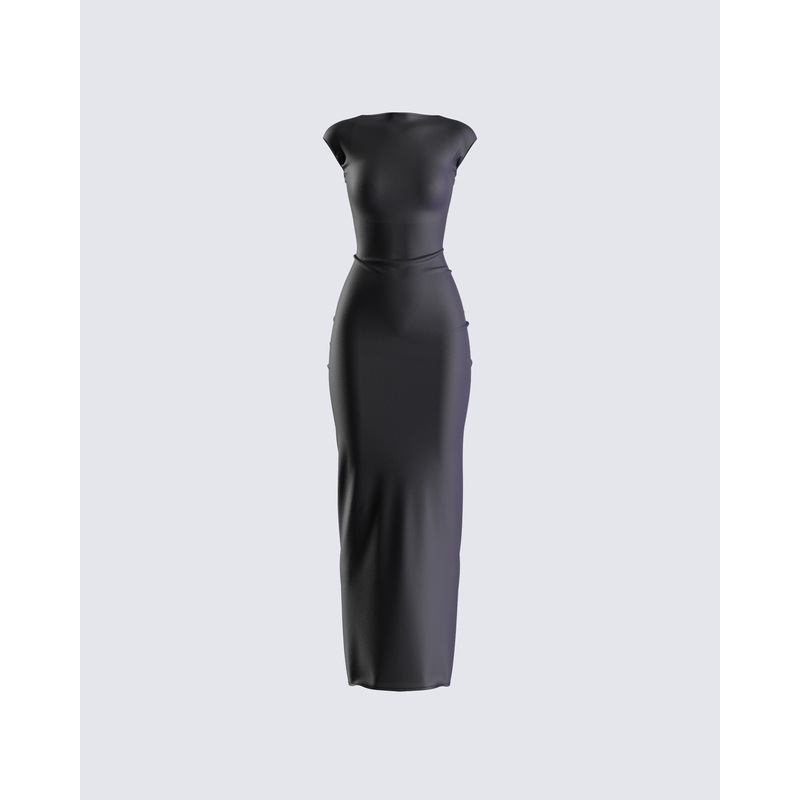 Kath Black Jersey Backless Dress