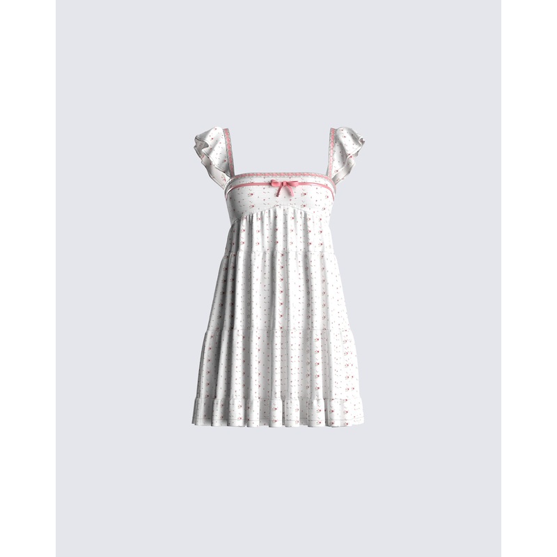 Mallory White Floral Mini Dress