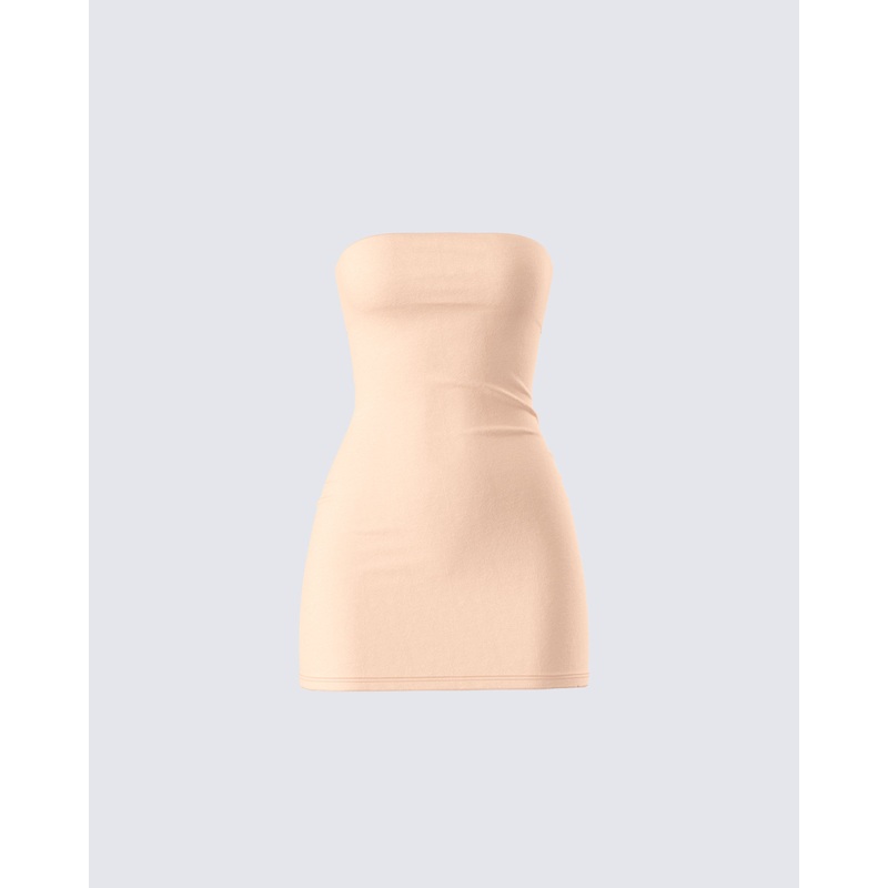 Maxine Beige Jersey Tube Dress