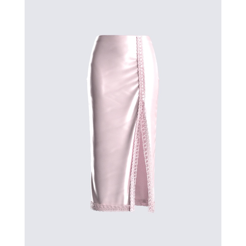 Orana Pink Satin Lace Skirt