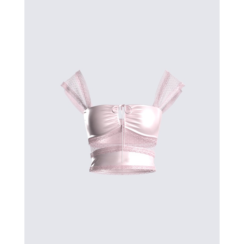 Orana Pink Satin Tie Top