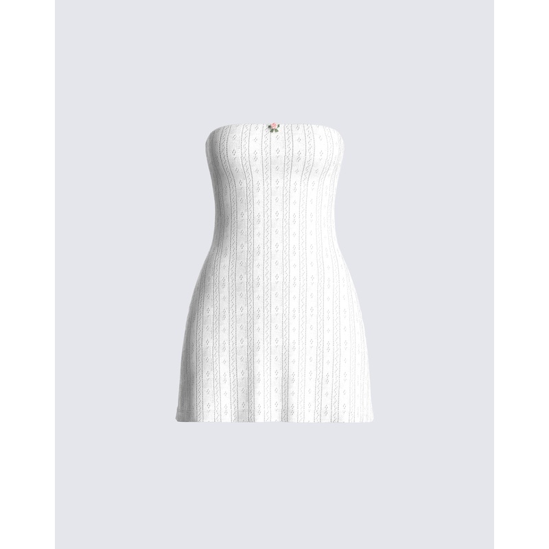 Paloma White Pointelle Mini Dress