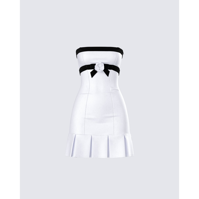 Roma White Strapless Mini Dress