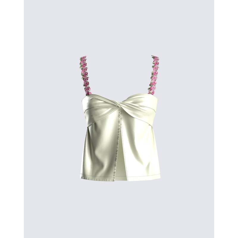 Rosella Olive Satin Twist Top