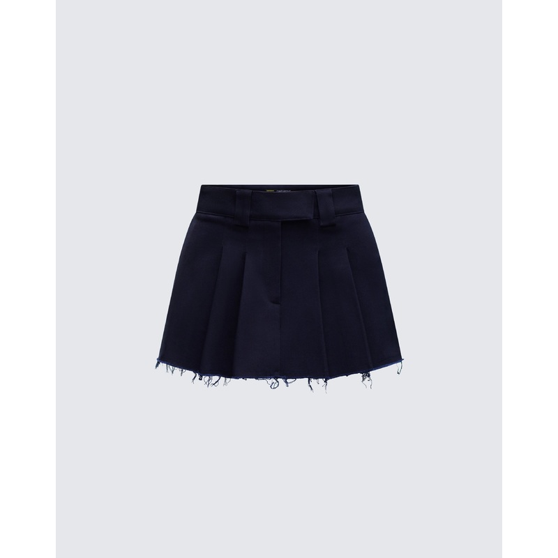 Svetlana Navy Twill Mini Skirt