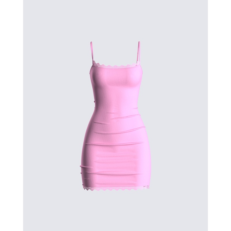 Veronica Pink Jersey Mini Dress