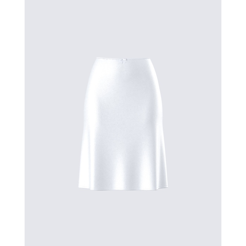 Zaina White Satin Flounce Skirt