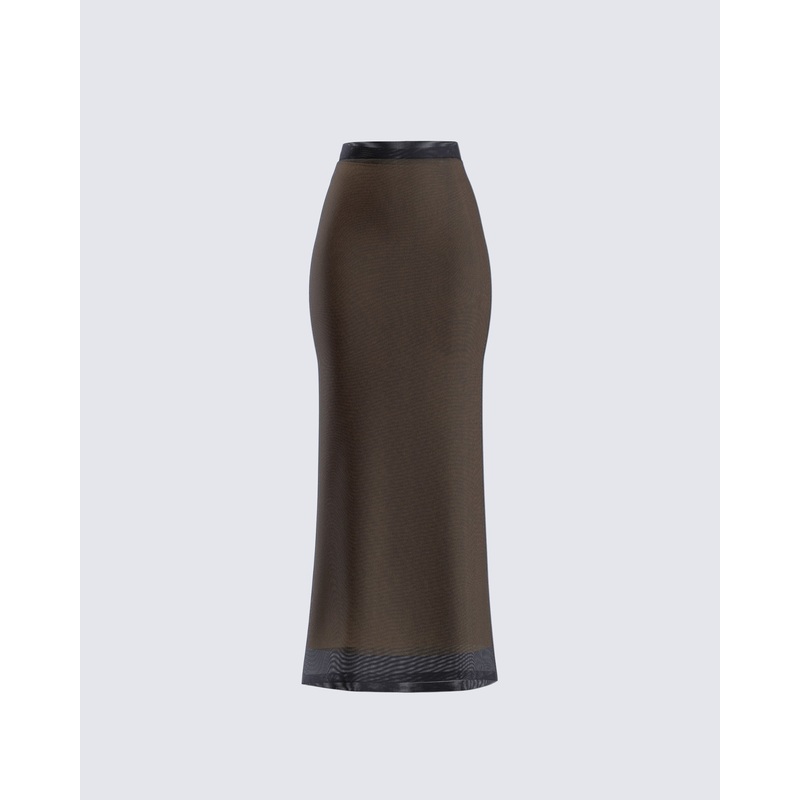 Aela Black Mesh Maxi Skirt