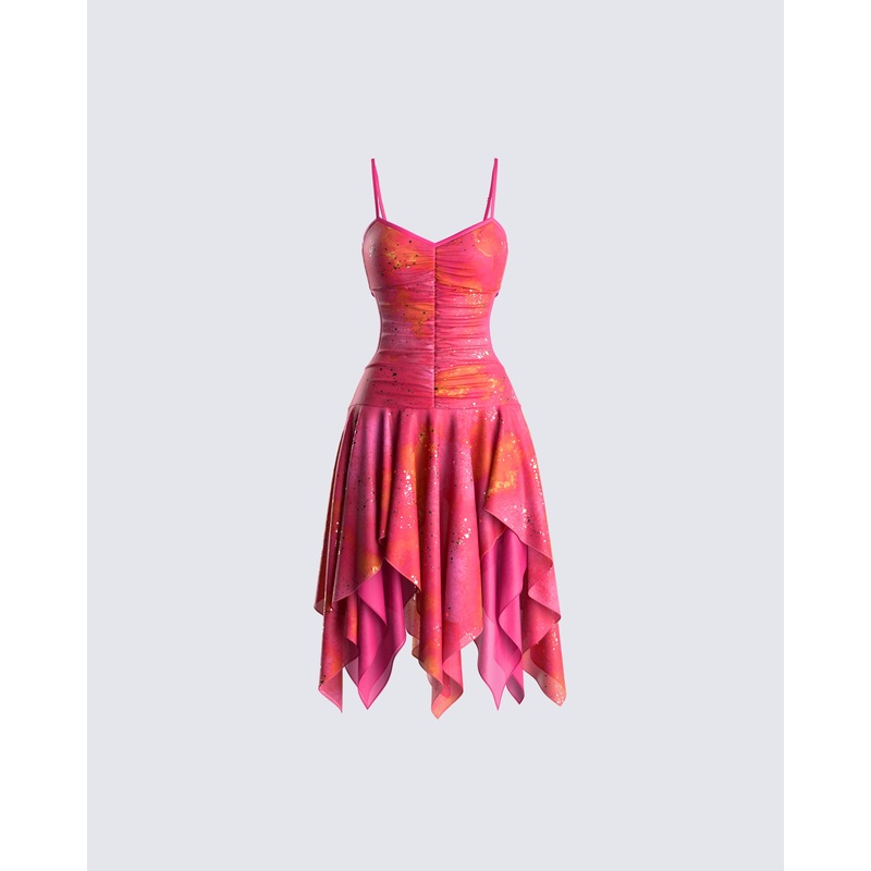 Alejandra Pink Handkerchief Dress