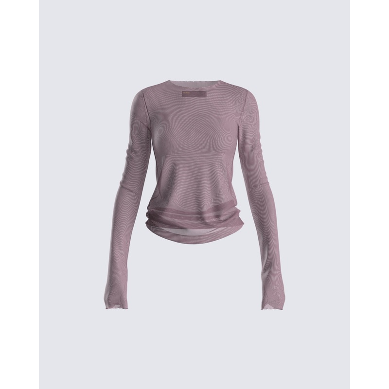 Alyson Grey Mesh Long Sleeve Top