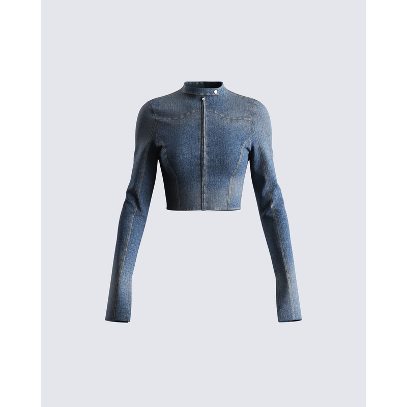 Audrey Blue Cropped Denim Jacket
