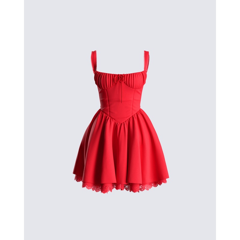 Brit Red Poplin Mini Dress