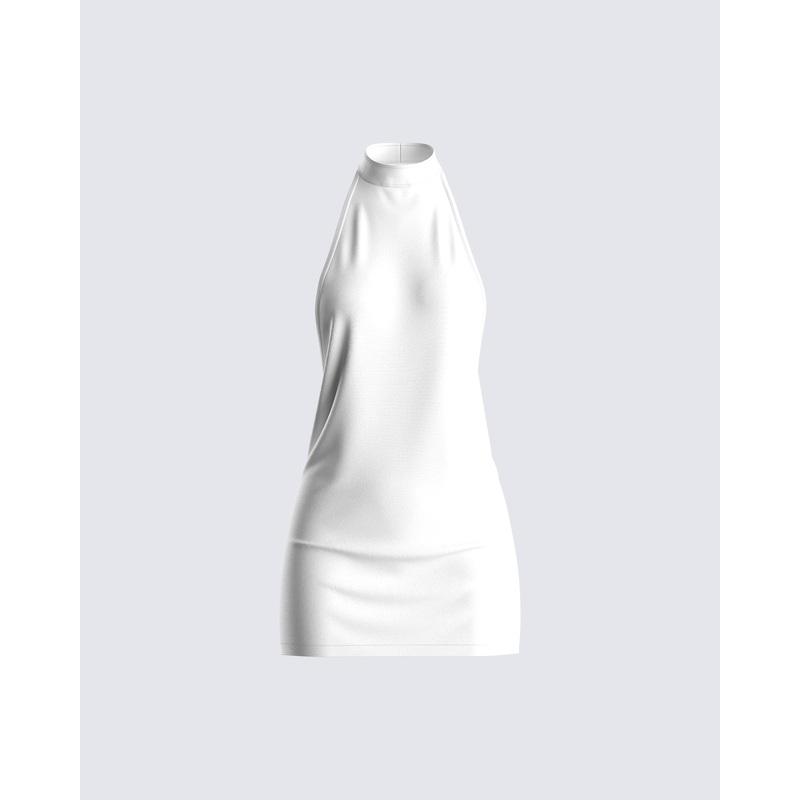 Brittany White Halter Mini Dress