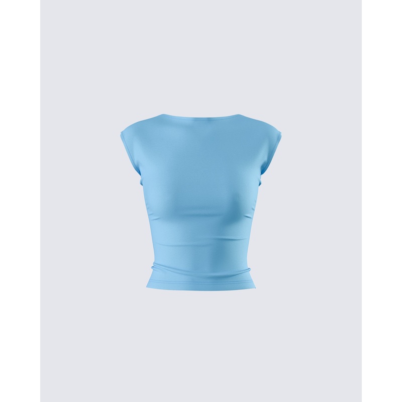 Caroline Blue Backless Top