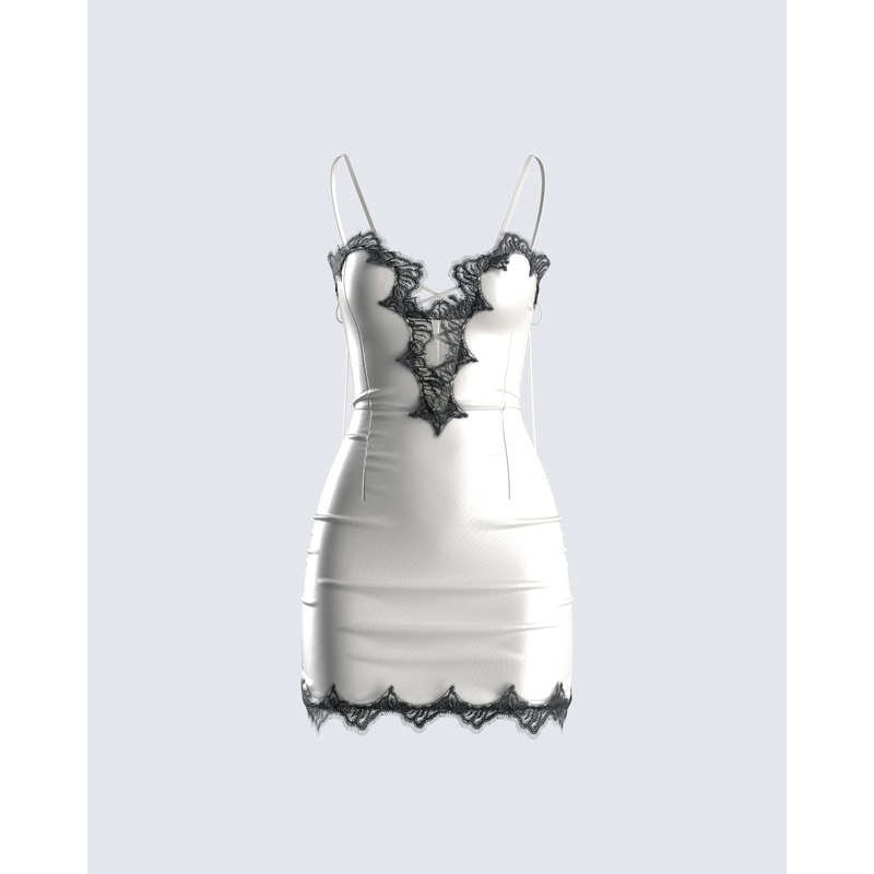 Debbie Ivory Satin Mini Dress