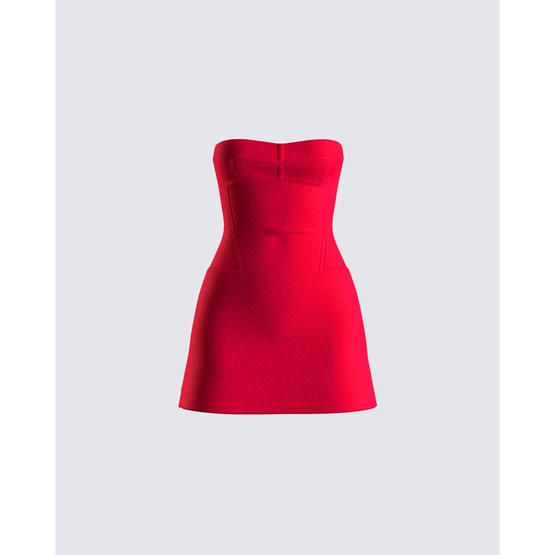 Farida Red Strapless Mini Dress
