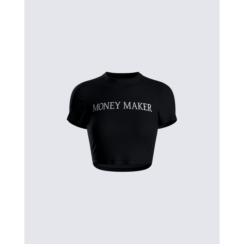 Gwendolyn Black Jersey Graphic Top