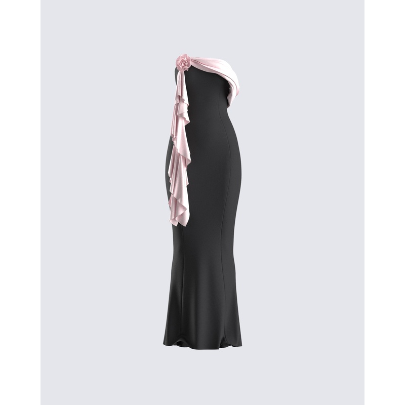 Ishita Black Draped Maxi Dress