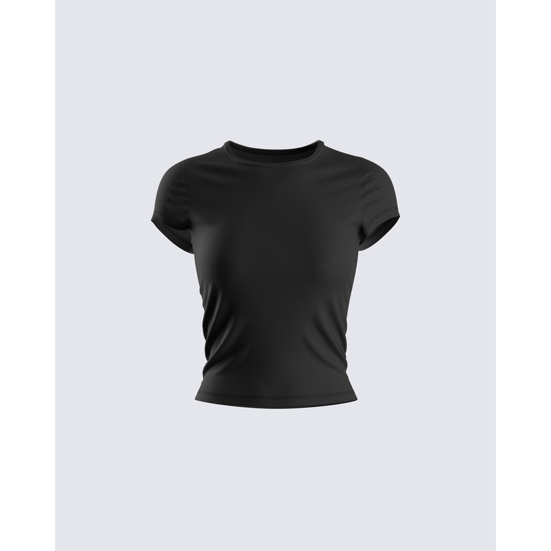 Itzel Black Jersey Knit Top
