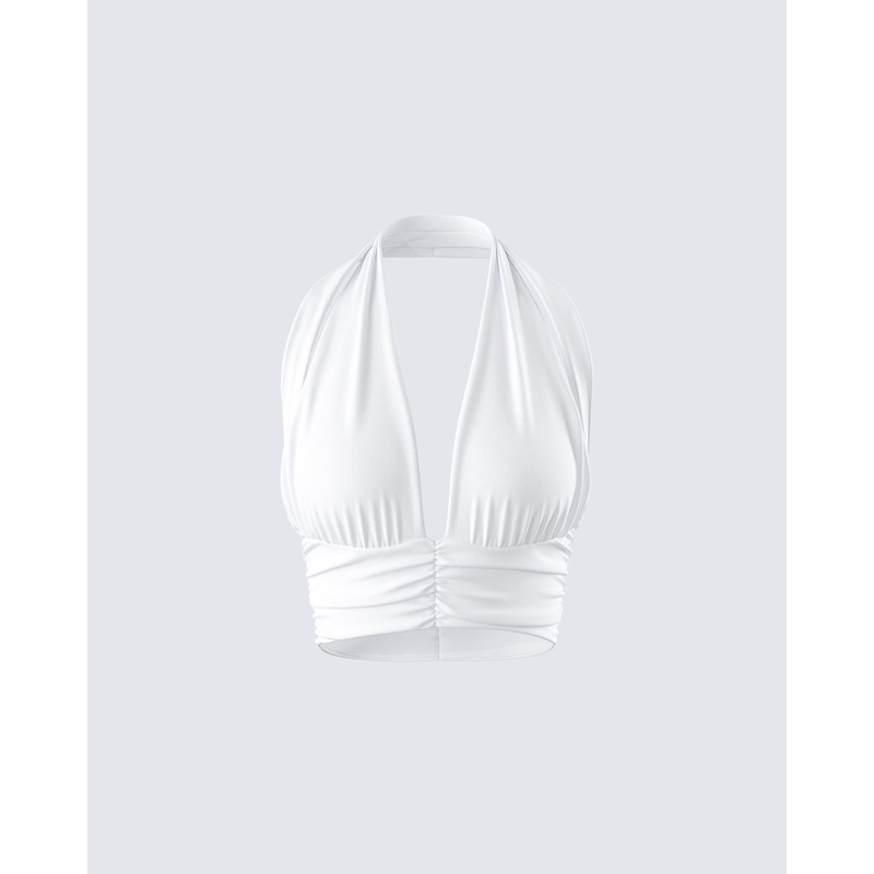 Iyanu Ivory Jersey Halter Top