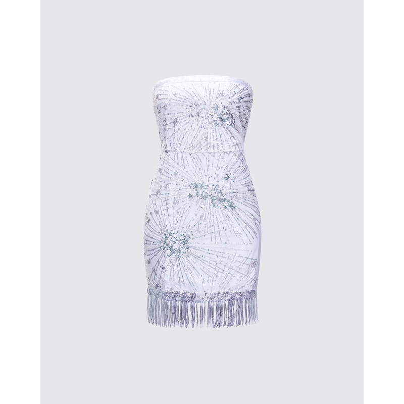 Jocelyn White Sequin Mini Dress