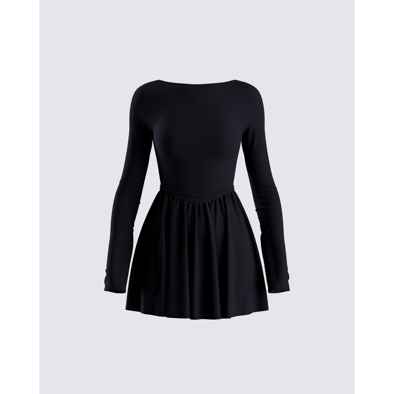 Leen Black Low Back Mini Dress