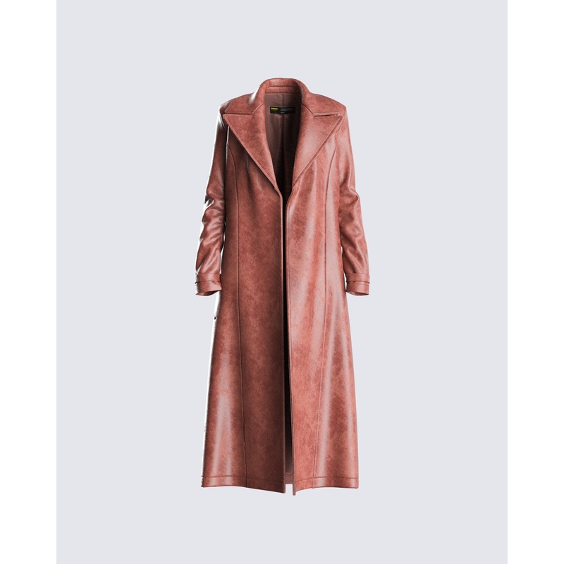 Lu Brown Vegan Leather Coat
